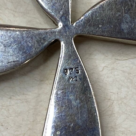 Vtg Marsala Sterling Silver Marcasite Cross Pendant Signed - Picture 4 of 5